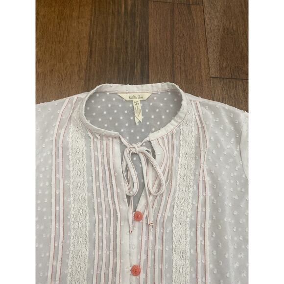 MATILDA JANE Large IVORY EYELET COTTON LINED BLOUSE WOMEN'S Boho - Picture 3 of 4